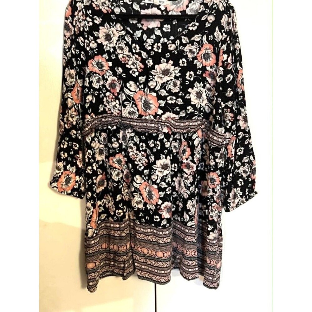 Wallflower Black Floral Boho Dress – Size XL